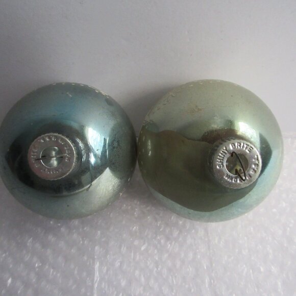 2 Shiny Brite Silent Night Church Blue Stencil Glass Christmas Ornament Vtg - Picture 7 of 9